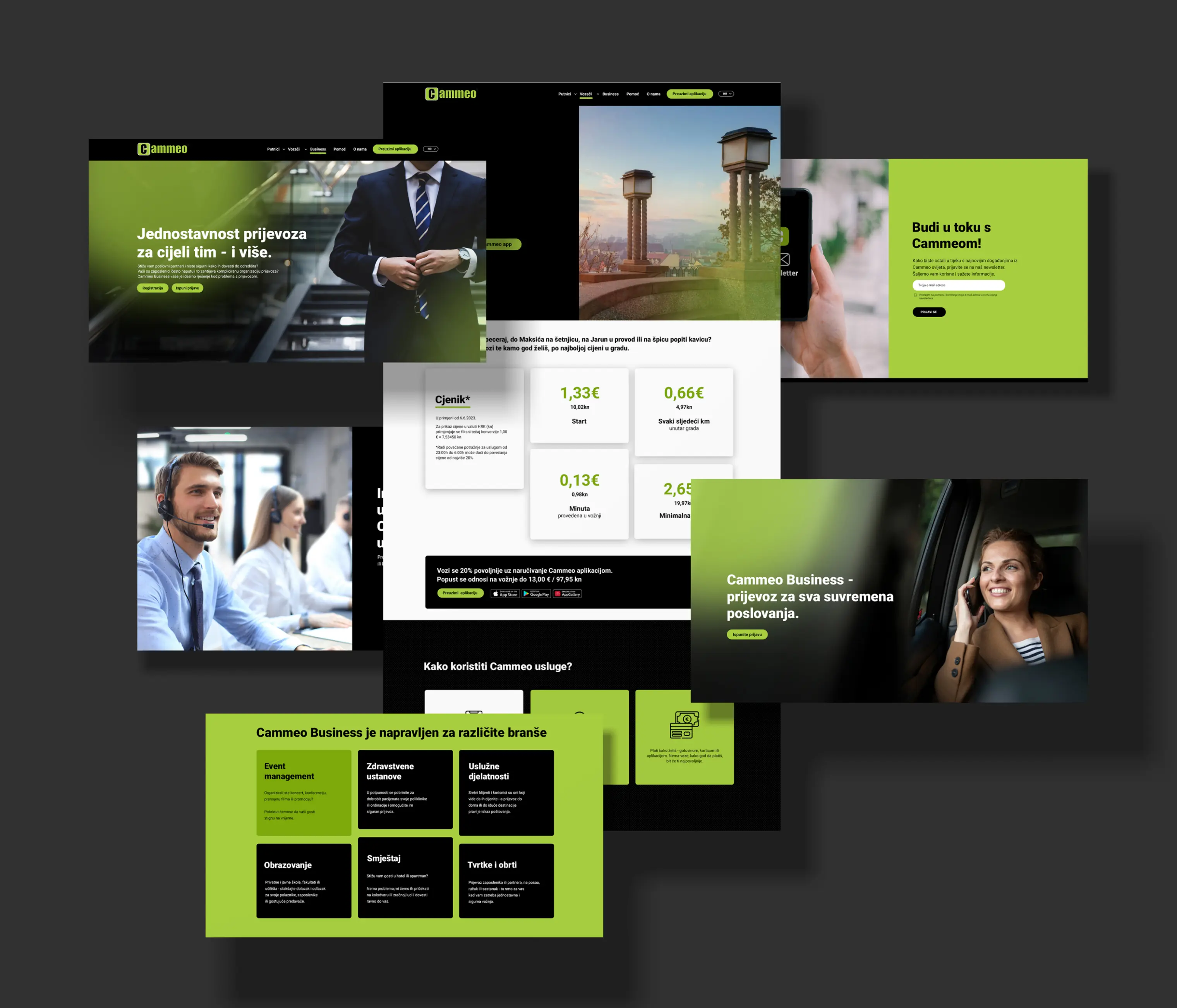 Stranice Cammeo weba — naslovnica, cjenik i Cammeo Business