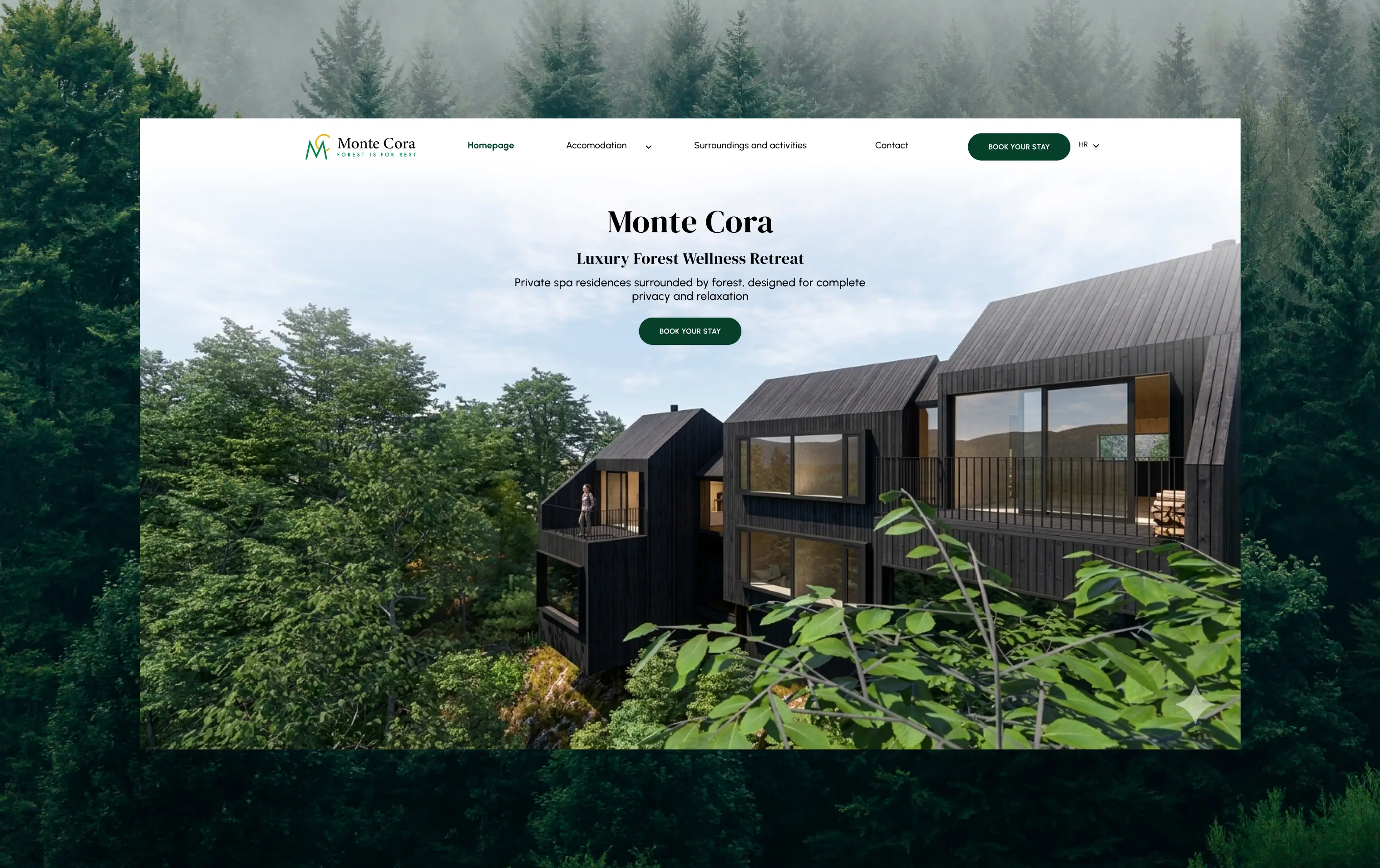 The Monte Cora website — forest residences of the wellness retreat in Gorski Kotar