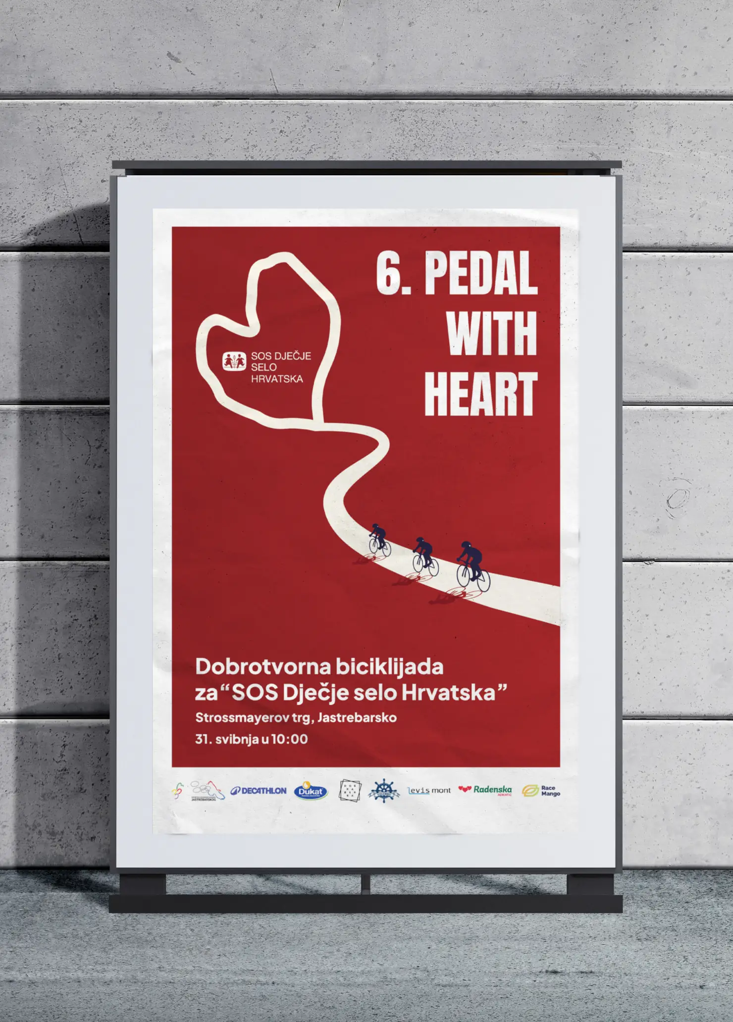 Pedal with Heart plakat — srcolika ruta s tri biciklista