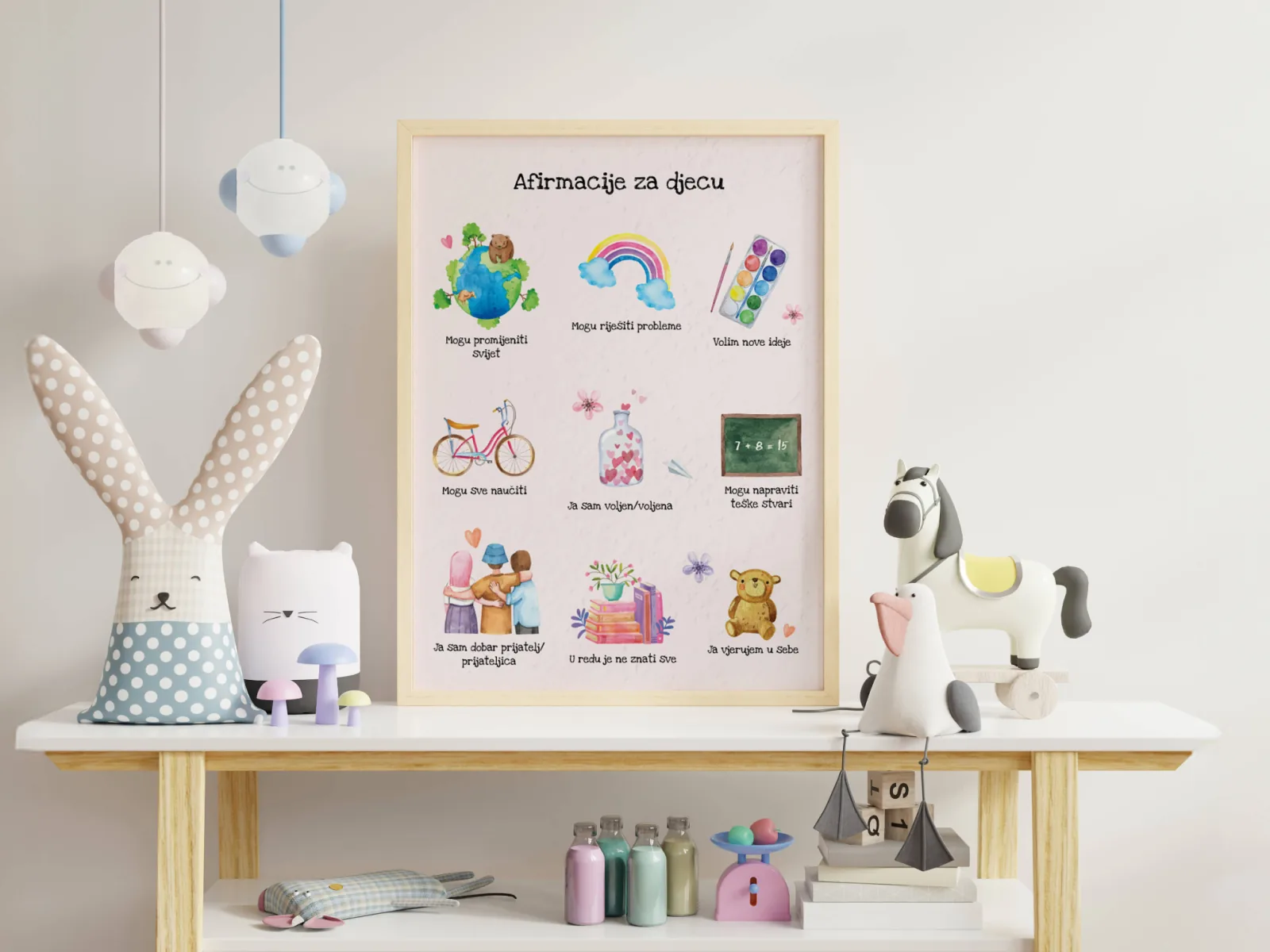 Prozorčić affirmations poster in a child’s room