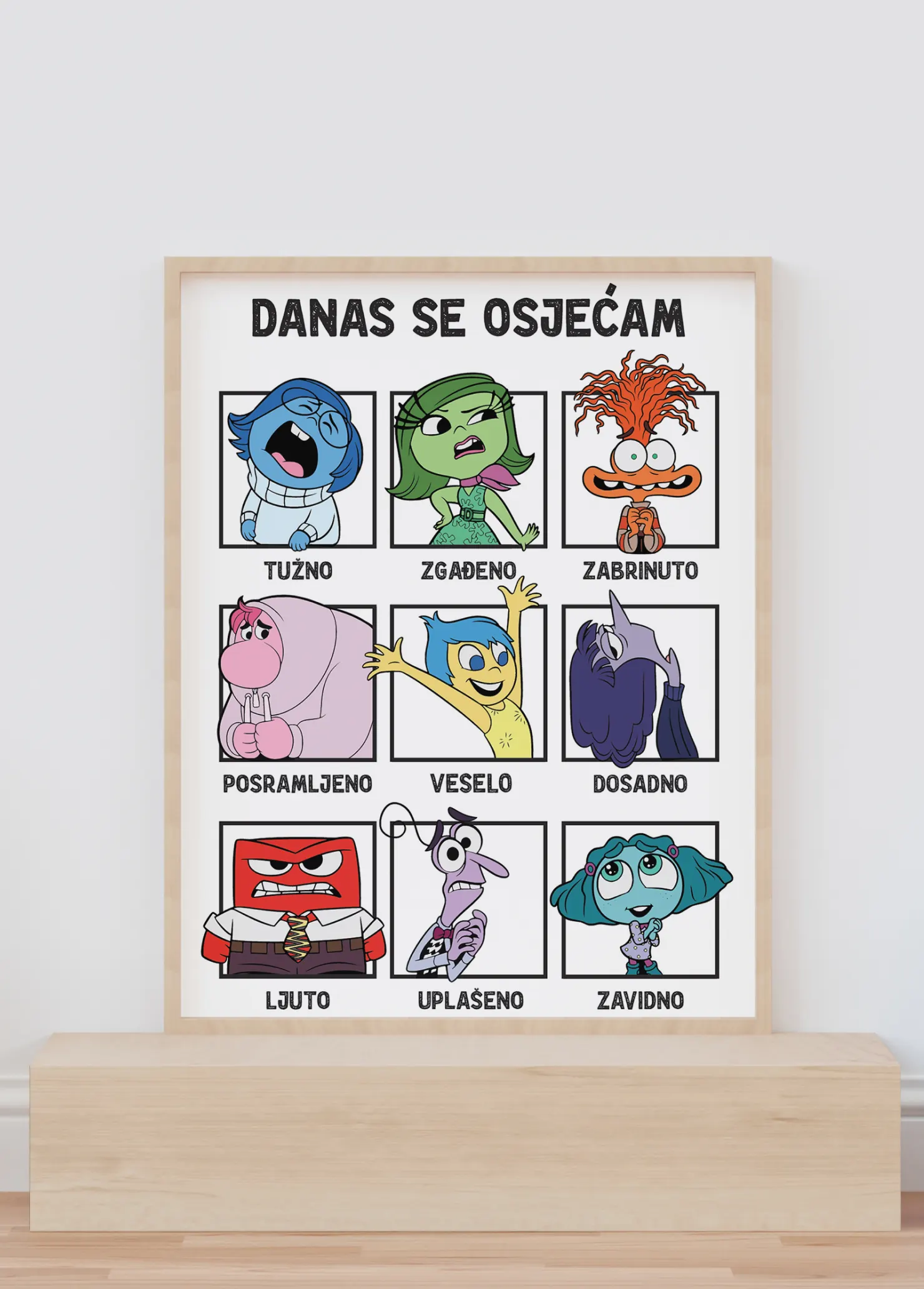 The “Danas se osjećam” poster — a grid of nine emotions a child can point at