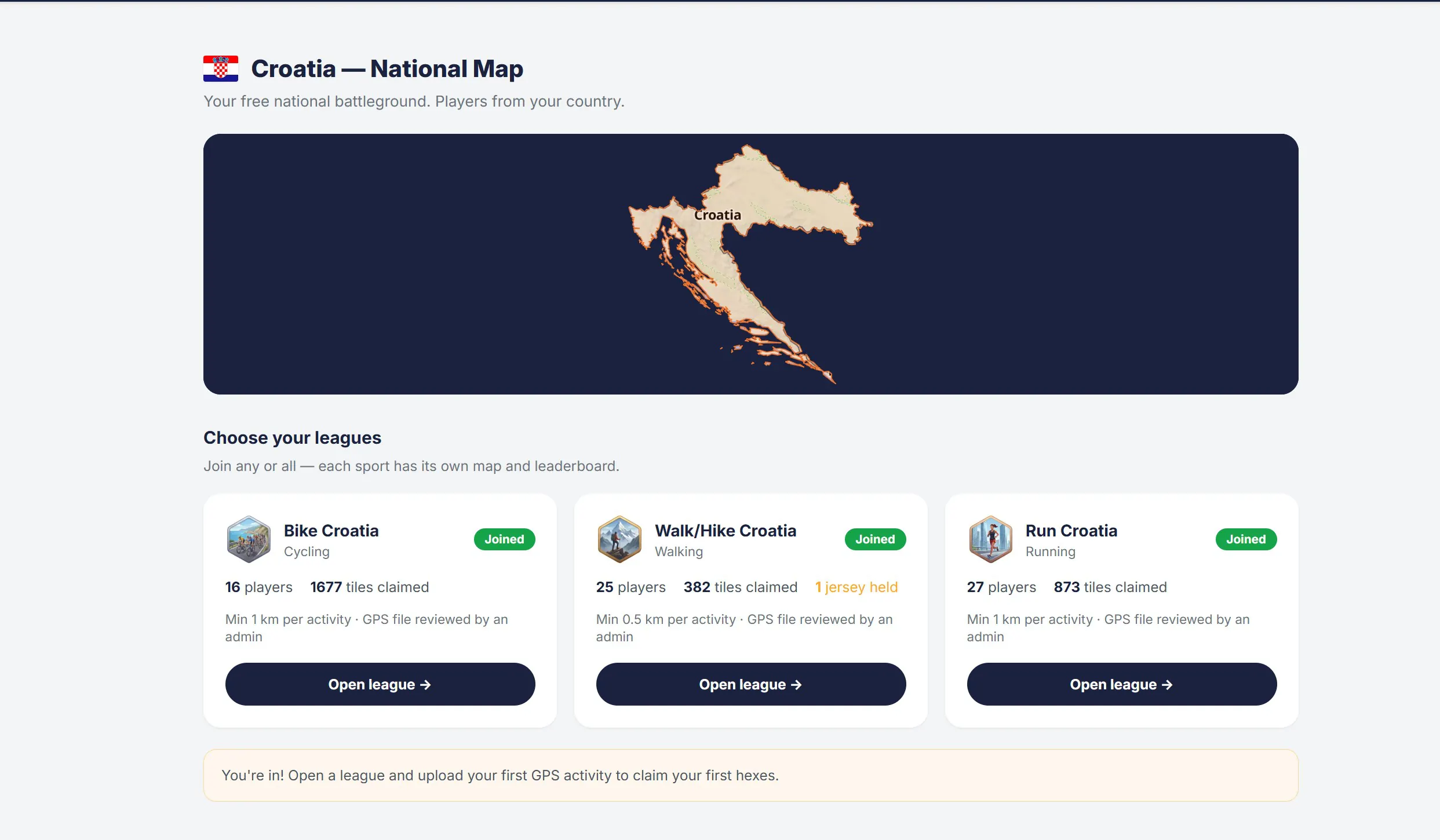 Map Heist — nacionalna karta Hrvatske s biciklističkim, hodačkim i trkaćim ligama