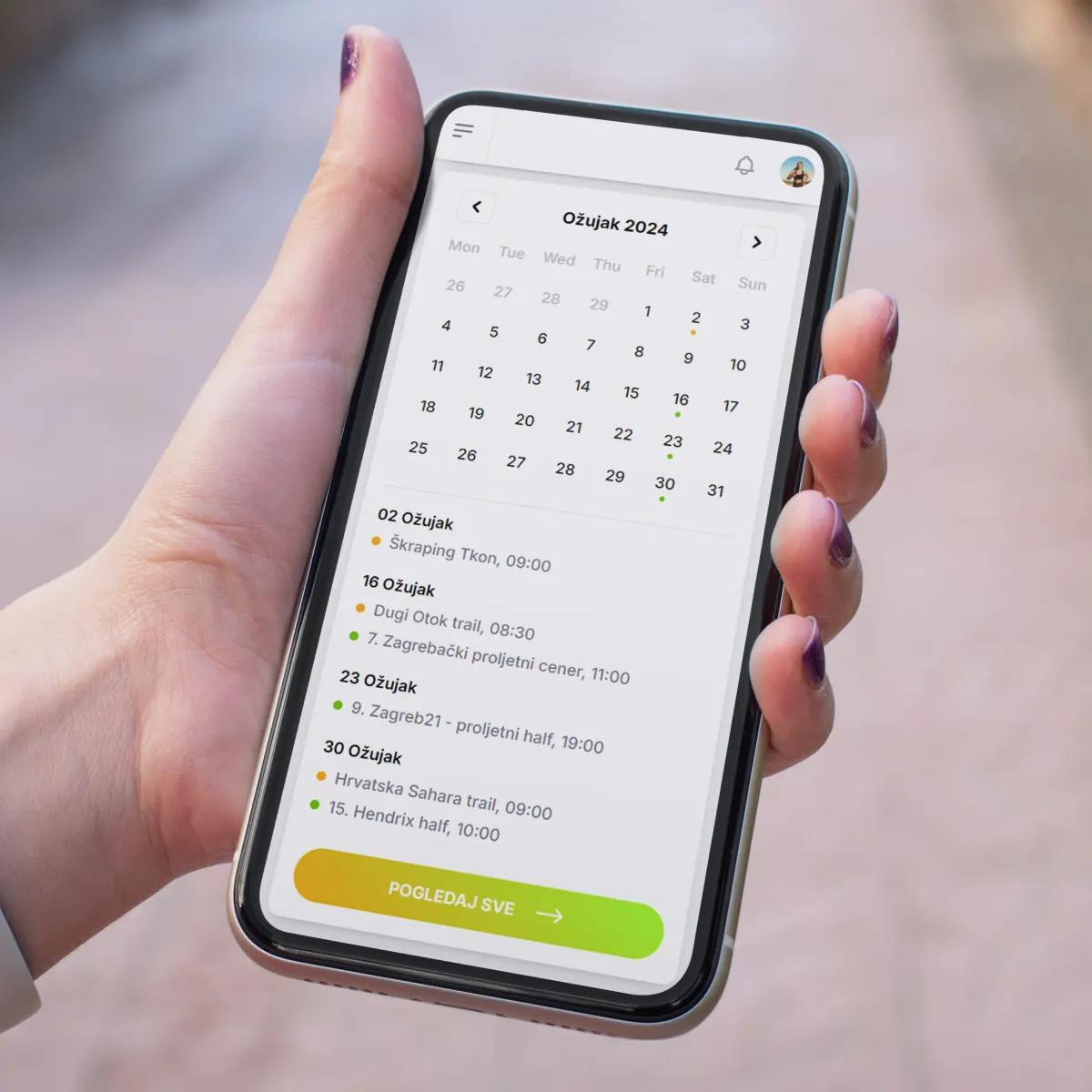 Race Mango objava — kalendar utrka na mobitelu