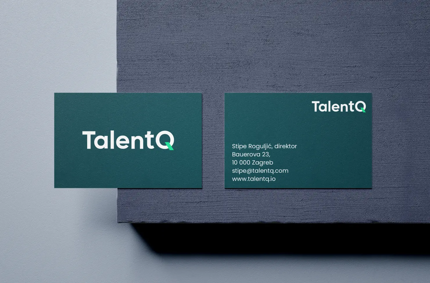 TalentQ wordmark on the office wall